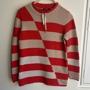OLSEN Henny Regular Fit Orange/Tan Striped Sweater w/ Stitching Detail Women’s S